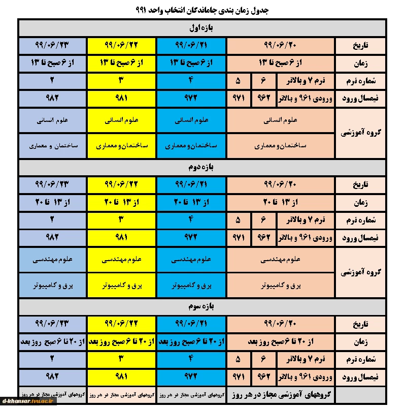 بازه جدید انتخاب واحد دانشجویان نیمسال اول 1400 - 1399 2