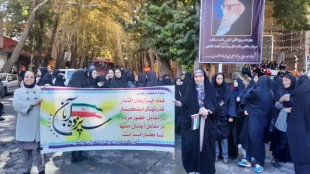 گزارش تصویری-حضور مسئولین، اساتید، کارکنان و دانشجویان دانشگاه فنی و حرفه ای استان اردبیل در راهپیمایی و اجتماع مردمی 13 آبان 3