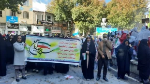 گزارش تصویری-حضور مسئولین، اساتید، کارکنان و دانشجویان دانشگاه فنی و حرفه ای استان اردبیل در راهپیمایی و اجتماع مردمی 13 آبان 4